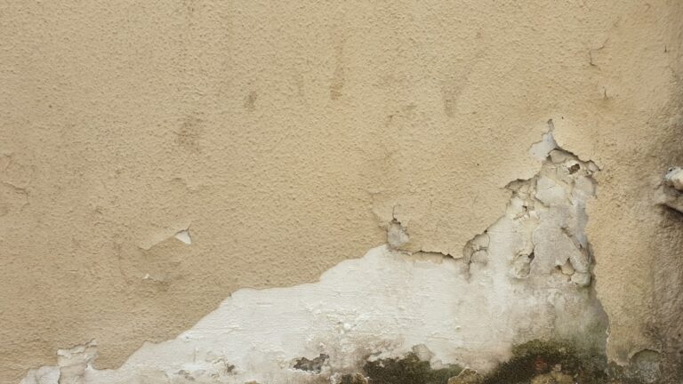 Feuchtigkeit in der Wand messen ohne Messgerät Feuchtigkeit in der Wand messen ohne Messgerät – feuchte Betonwand mit Rissen und Wasserflecken
